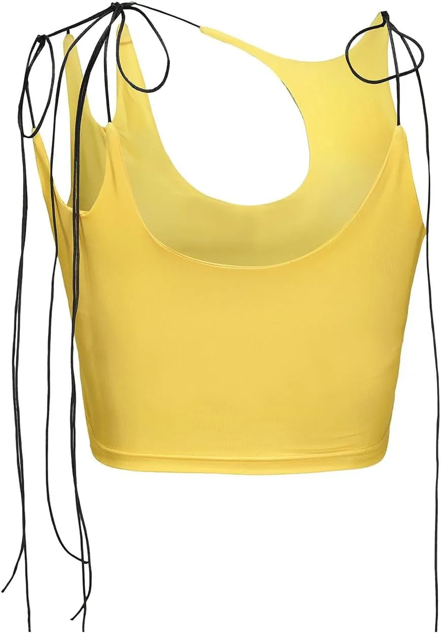 CAPE CLIQUE Y2K Tops Rave Outfits Sexy Tops for Women Party Club Night Halter Sleeveless 3D Body Print Summer Crop Tank Top
