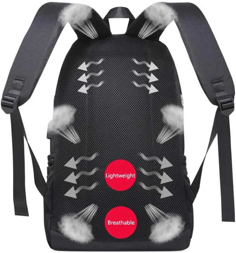 Cartoon Shark Backpack Men Women Casual Laptop Bag Travel Personalized Printing Cool Luminous Backpack (Black,16.5in)