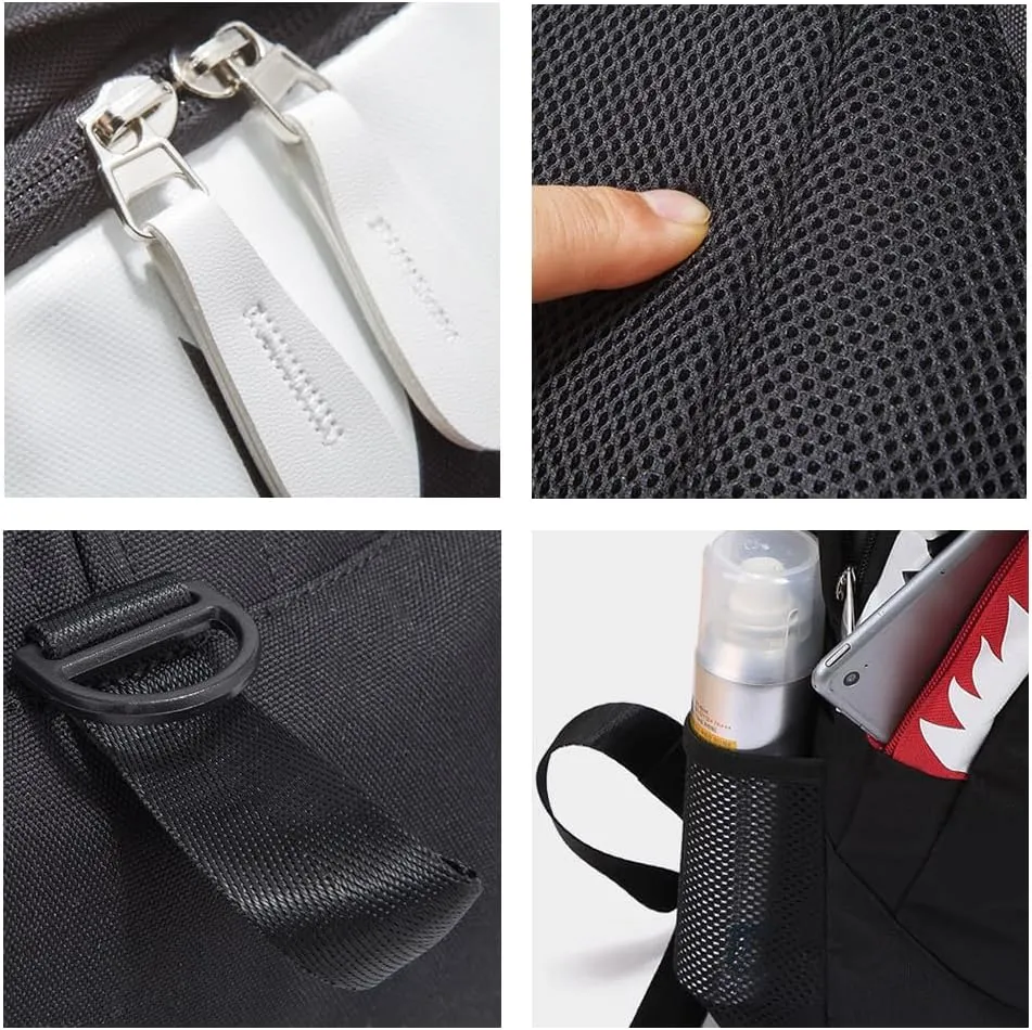 Cartoon Shark Backpack Men Women Casual Laptop Bag Travel Personalized Printing Cool Luminous Backpack (Black,16.5in)