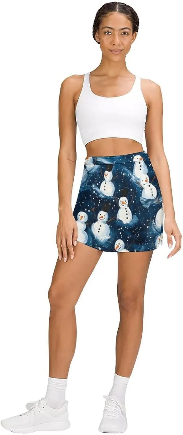 Christmas Tree Tennis Skirts for Women with Pockets High Waisted Athletic Golf Skorts Skirts A-Line Mini Short Skirt