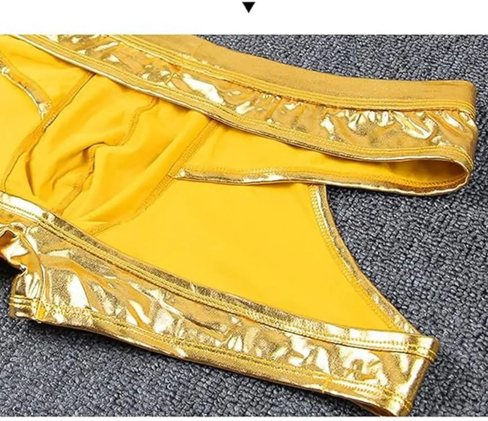 COMLIFE Men's Sexy Patent Leather Low-rise Boxer Briefs Backless Underwear
