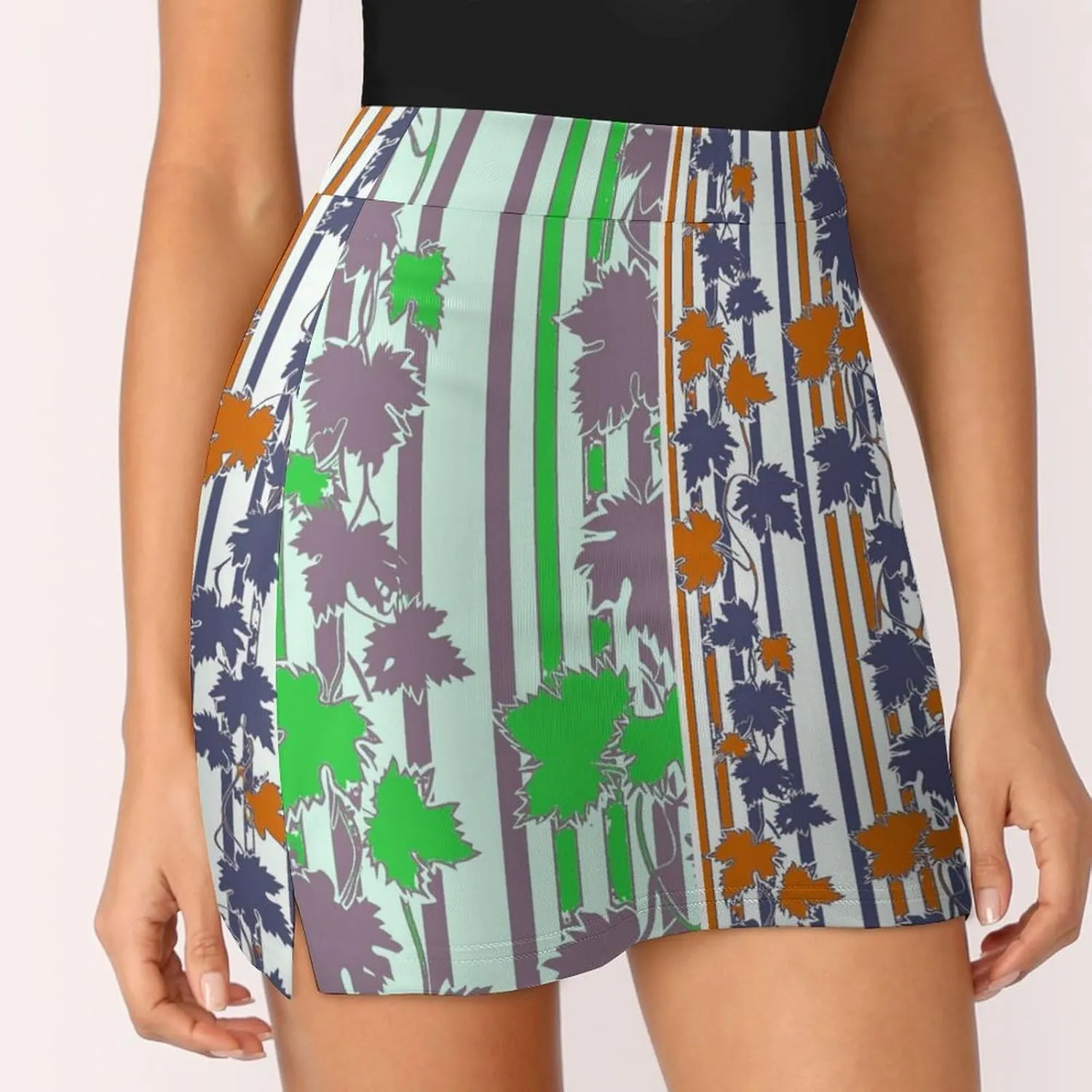 Cute Bird Pattern Mini Pleated Skirts for Women Sexy Mini Skirt Short Cargo Skirt Skater A-line Pleated Skirt