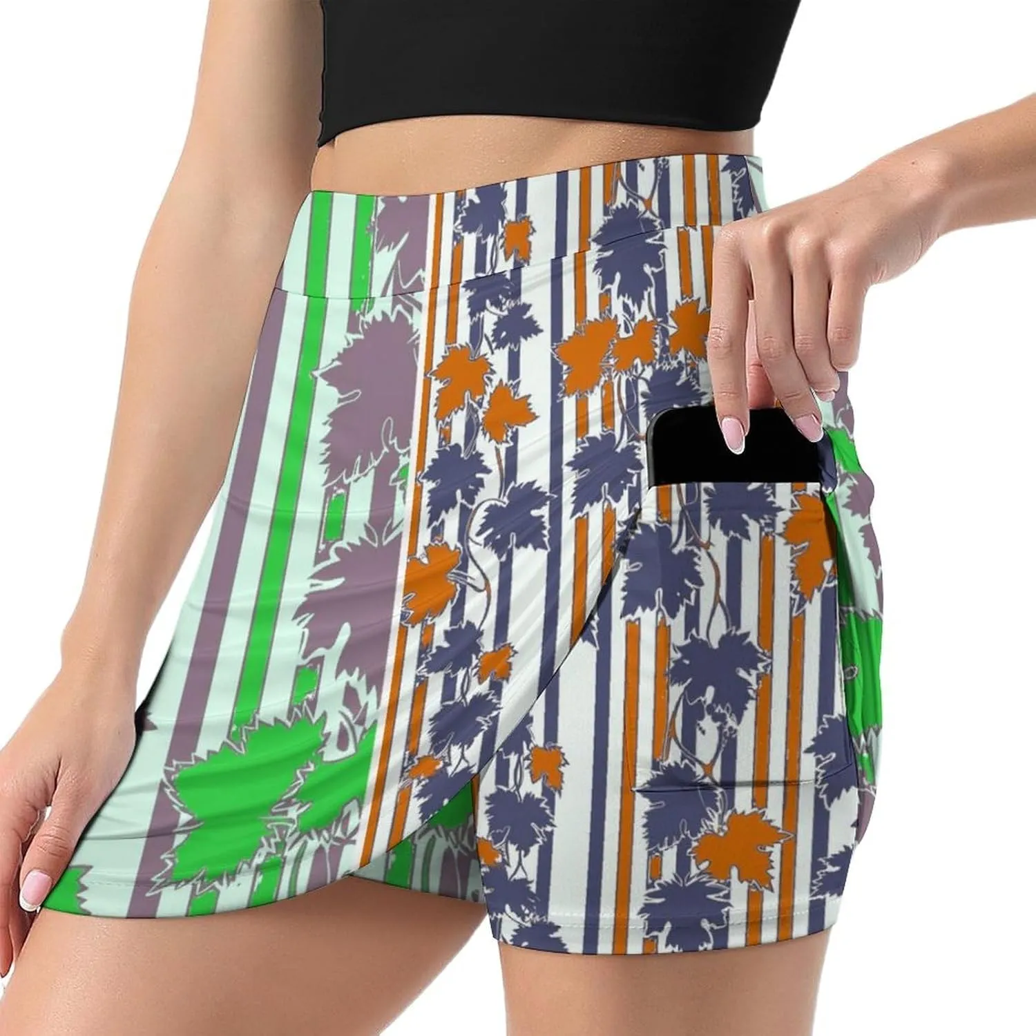 Cute Bird Pattern Mini Pleated Skirts for Women Sexy Mini Skirt Short Cargo Skirt Skater A-line Pleated Skirt