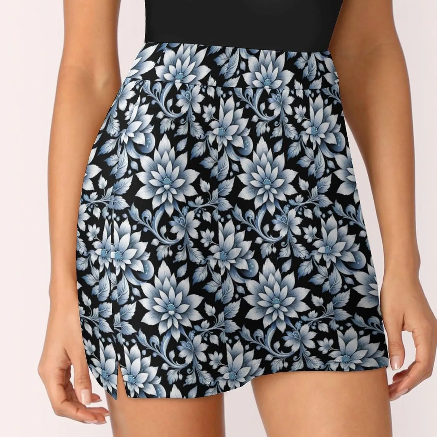 Cute Cats Pattern Tennis Skirts for Women with Pockets High Waisted Athletic Golf Skorts Skirts A-Line Mini Short Skirt