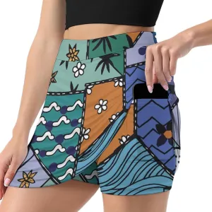 Cute Cats Pattern Tennis Skirts for Women with Pockets High Waisted Athletic Golf Skorts Skirts A-Line Mini Short Skirt
