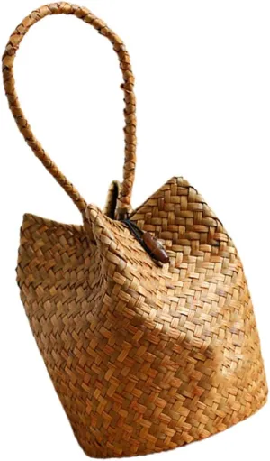 Didiseaon Woven Straw Tote Bag for Women Beach Straw Bag Multi-purpose Photo Prop Grocery Shopping Seaweed Material Durable Reusable Fashion Woven Handbag