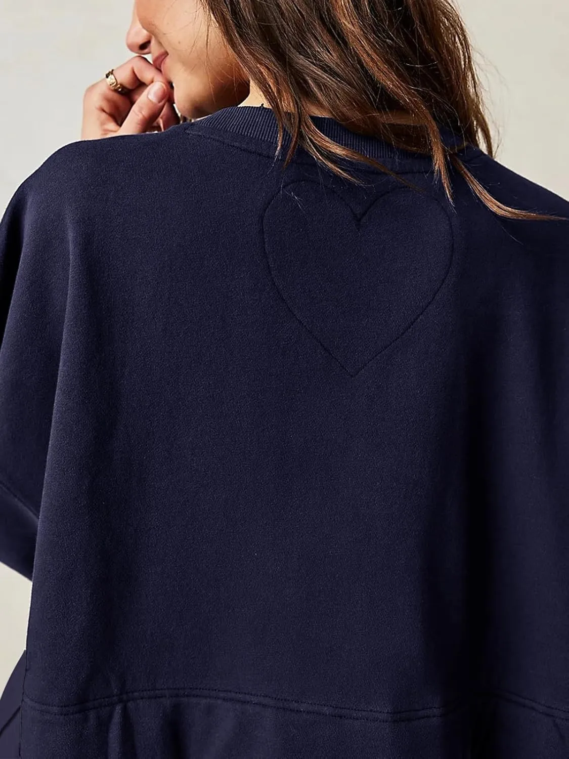 Dokuritu Sweatshirt Dress Women Crew Neck Long Sleeve Patchwork Pullover Tops Flowy Oversized Sweatshirt Mini Dress