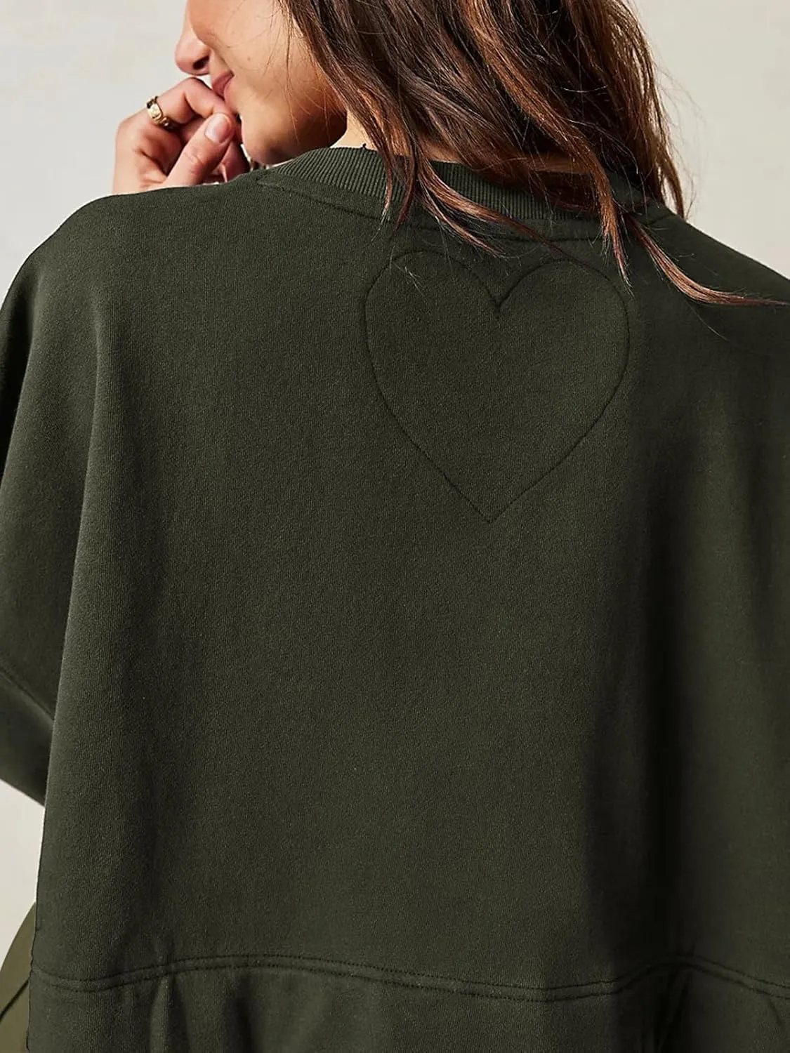 Dokuritu Sweatshirt Dress Women Crew Neck Long Sleeve Patchwork Pullover Tops Flowy Oversized Sweatshirt Mini Dress