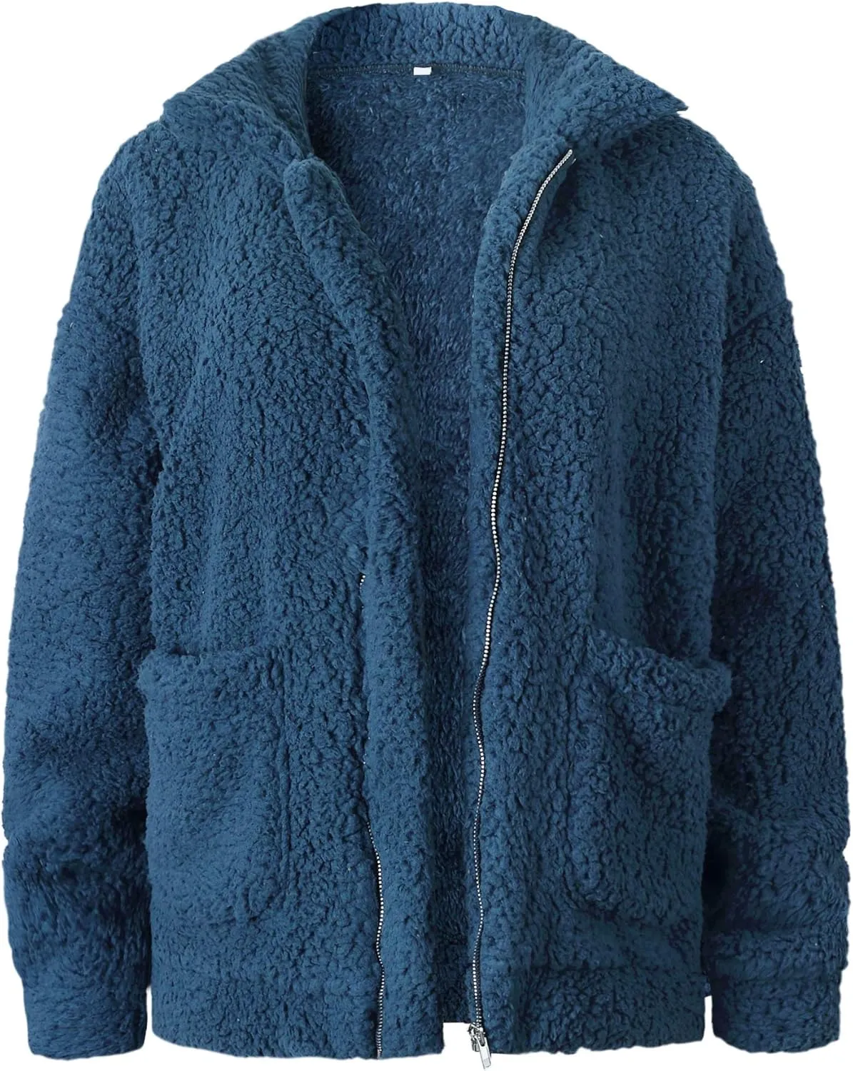 ECOWISH Women Jacket Winter Coat - 2024 Fur Fleece Long Sleeve Sherpa Faux Fuzzy Fall Teddy Fluffy Zip Lapel Outfits