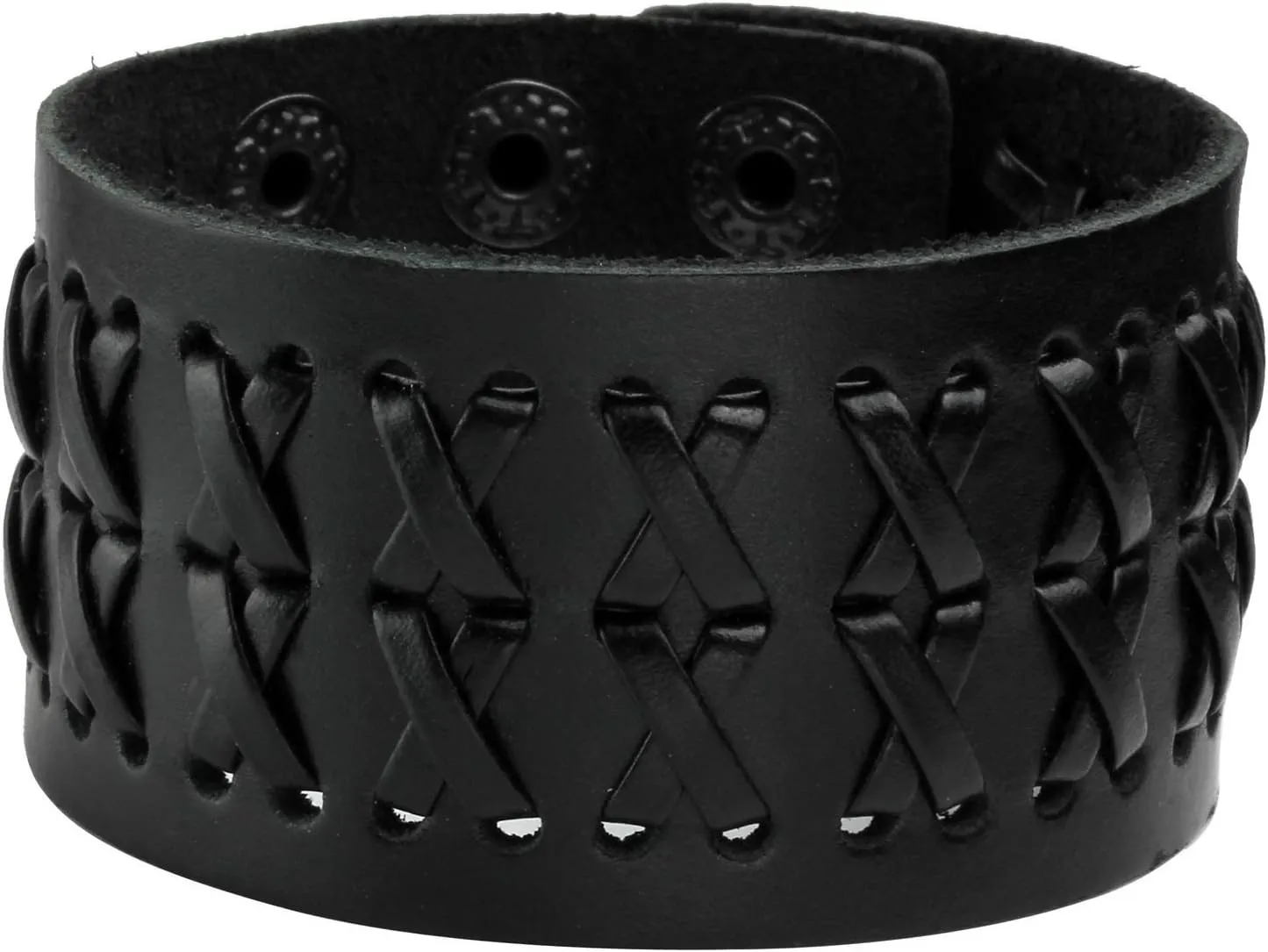 Eigso Vintage Retro Punk Braceler Wide Belt Wristband PU Leather Snap Button Clasp for Men Women