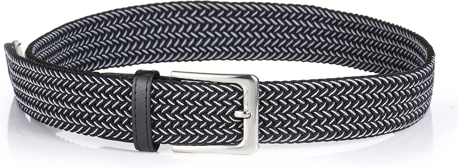 Elastic Braided Belt, 1 3/8", Woven Stretch Belt for Golf Casual Jeans Shorts Pants