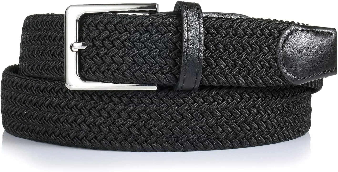 Elastic Braided Belt, 1 3/8", Woven Stretch Belt for Golf Casual Jeans Shorts Pants