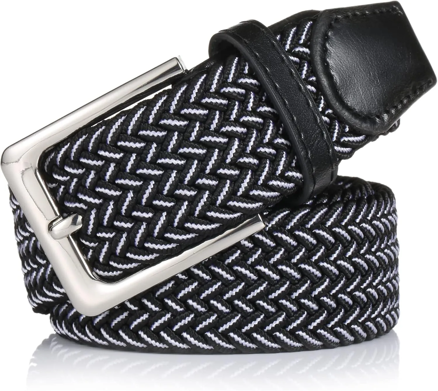 Elastic Braided Belt, 1 3/8", Woven Stretch Belt for Golf Casual Jeans Shorts Pants