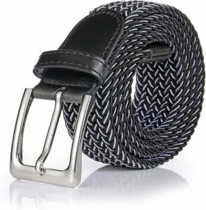 Elastic Braided Belt, 1 3/8", Woven Stretch Belt for Golf Casual Jeans Shorts Pants