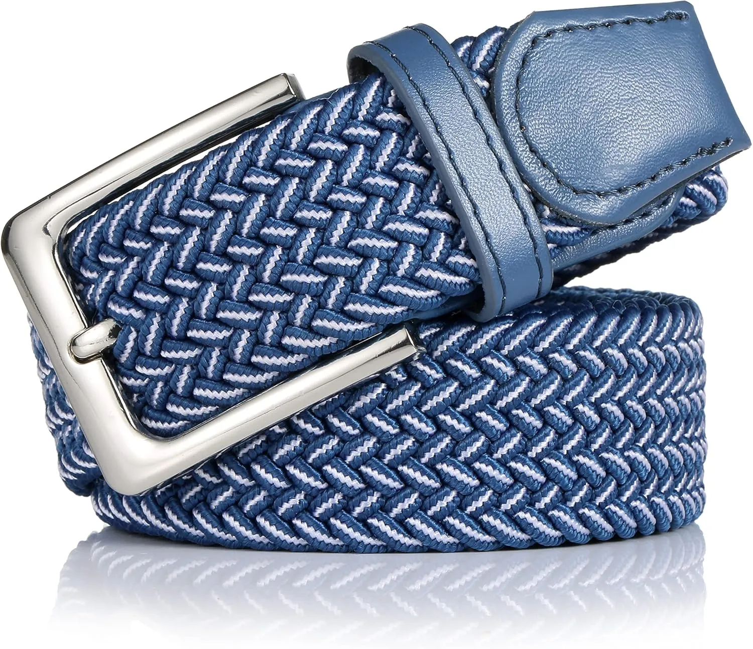 Elastic Braided Belt, 1 3/8", Woven Stretch Belt for Golf Casual Jeans Shorts Pants