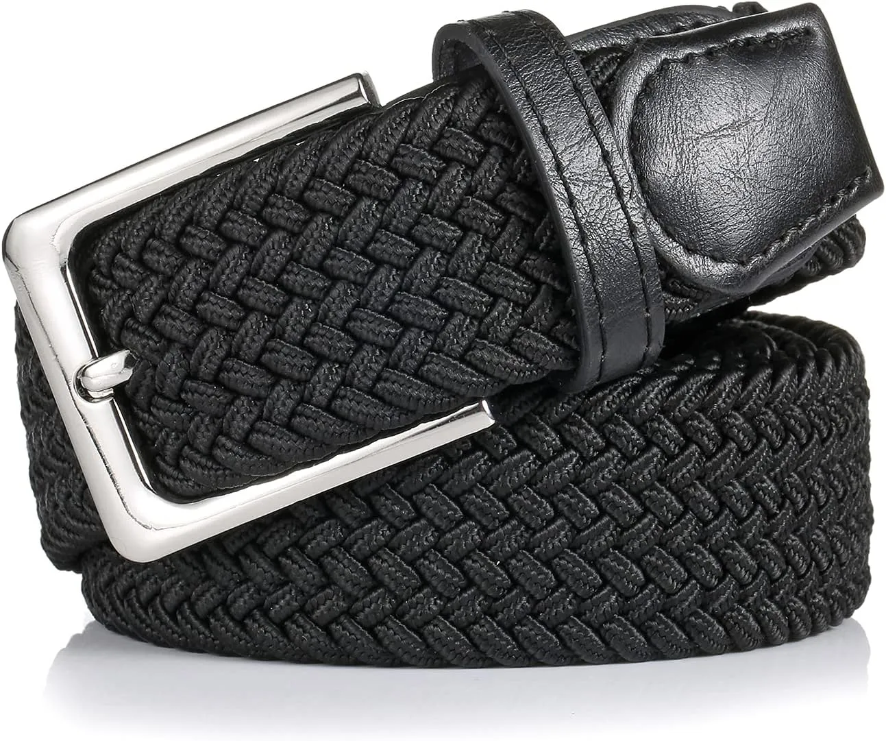 Elastic Braided Belt, 1 3/8", Woven Stretch Belt for Golf Casual Jeans Shorts Pants