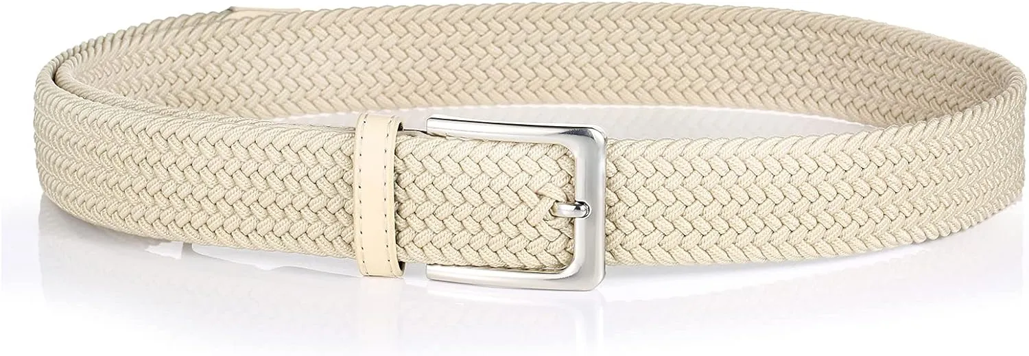 Elastic Braided Belt, 1 3/8", Woven Stretch Belt for Golf Casual Jeans Shorts Pants
