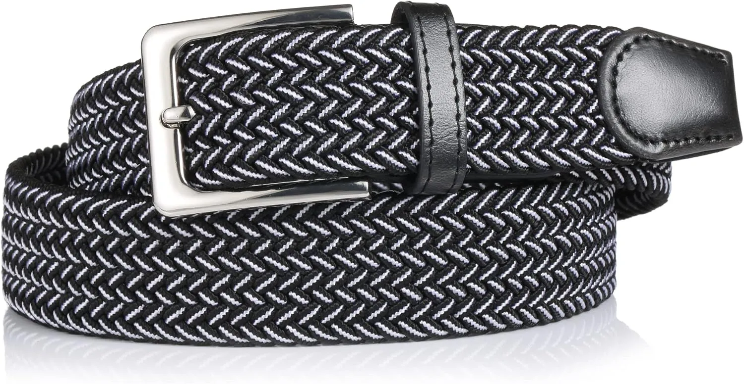 Elastic Braided Belt, 1 3/8", Woven Stretch Belt for Golf Casual Jeans Shorts Pants