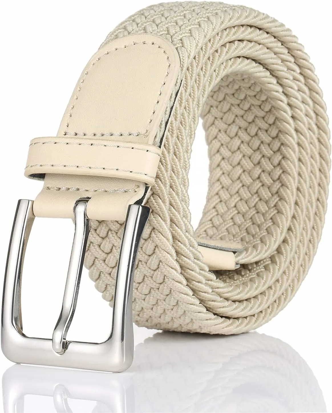 Elastic Braided Belt, 1 3/8", Woven Stretch Belt for Golf Casual Jeans Shorts Pants