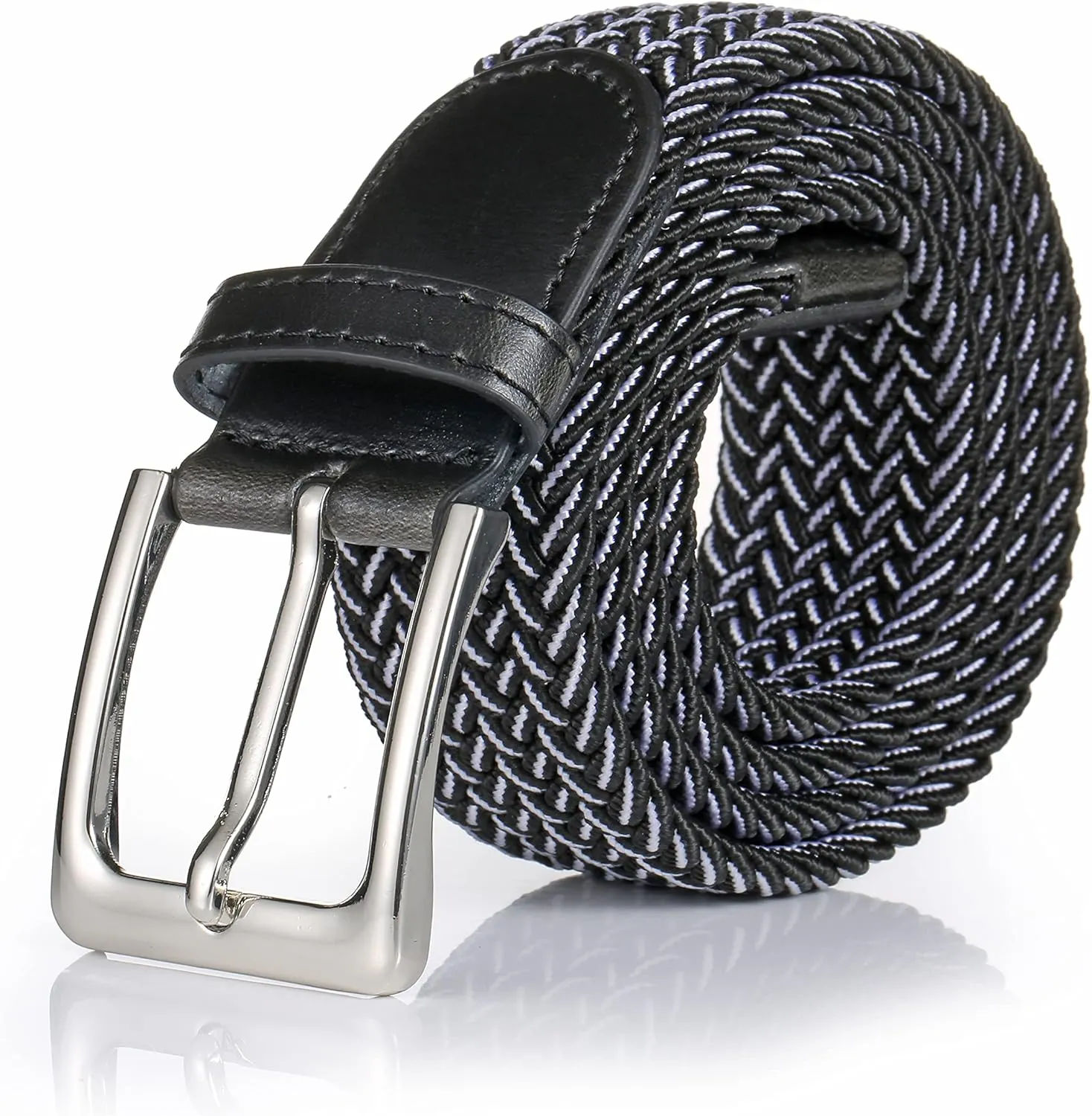 Elastic Braided Belt, 1 3/8", Woven Stretch Belt for Golf Casual Jeans Shorts Pants