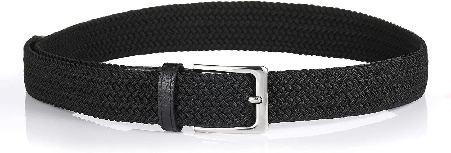 Elastic Braided Belt, 1 3/8", Woven Stretch Belt for Golf Casual Jeans Shorts Pants