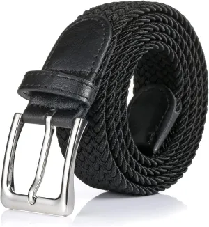 Elastic Braided Belt, 1 3/8", Woven Stretch Belt for Golf Casual Jeans Shorts Pants