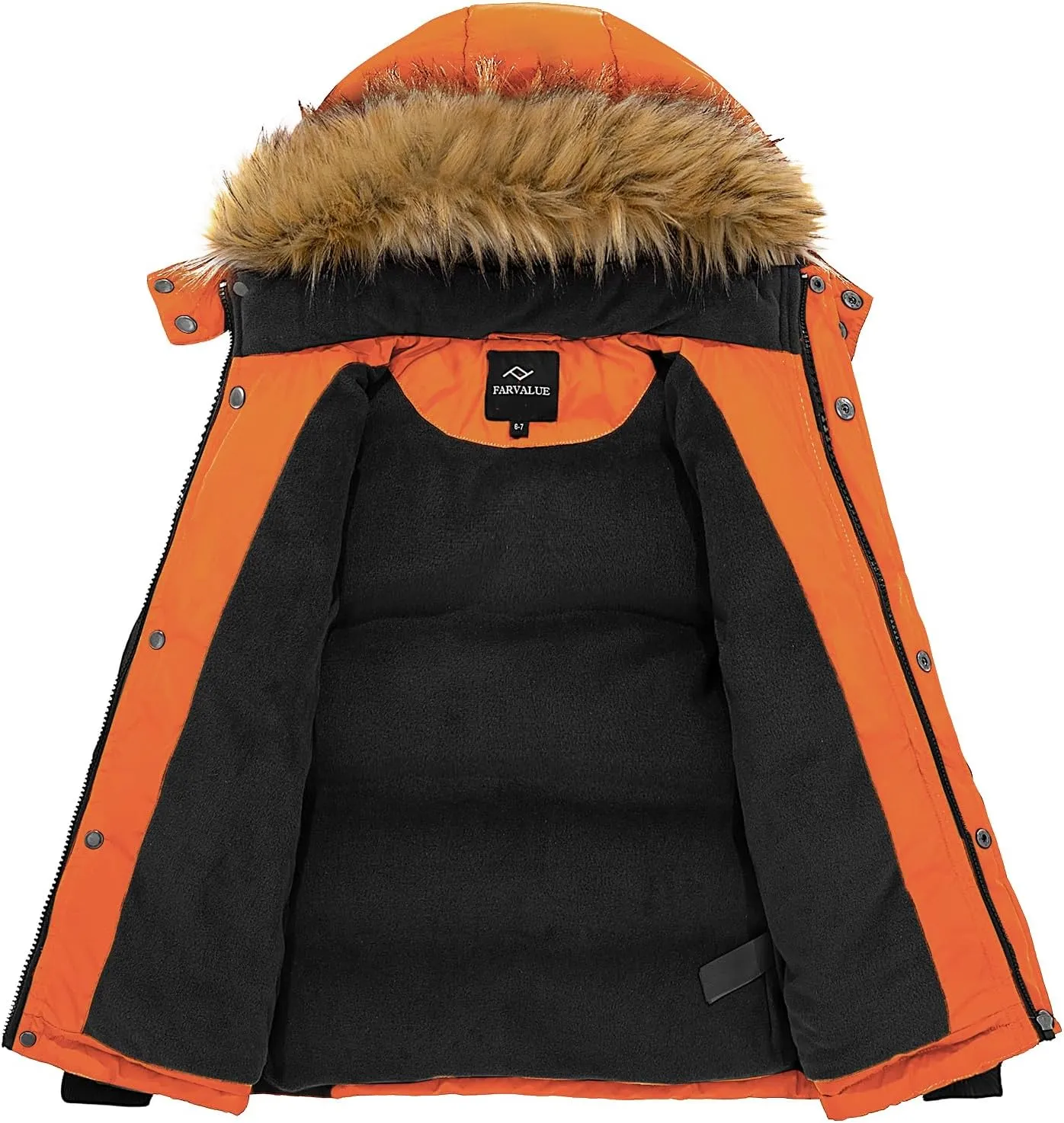 FARVALUE Boys Water Resistant Winter Coat Warm Quilted Puffer Jacket Hooded Parka Thicken Down Jacket for Boys