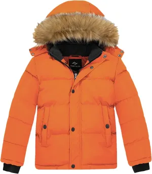 FARVALUE Boys Water Resistant Winter Coat Warm Quilted Puffer Jacket Hooded Parka Thicken Down Jacket for Boys