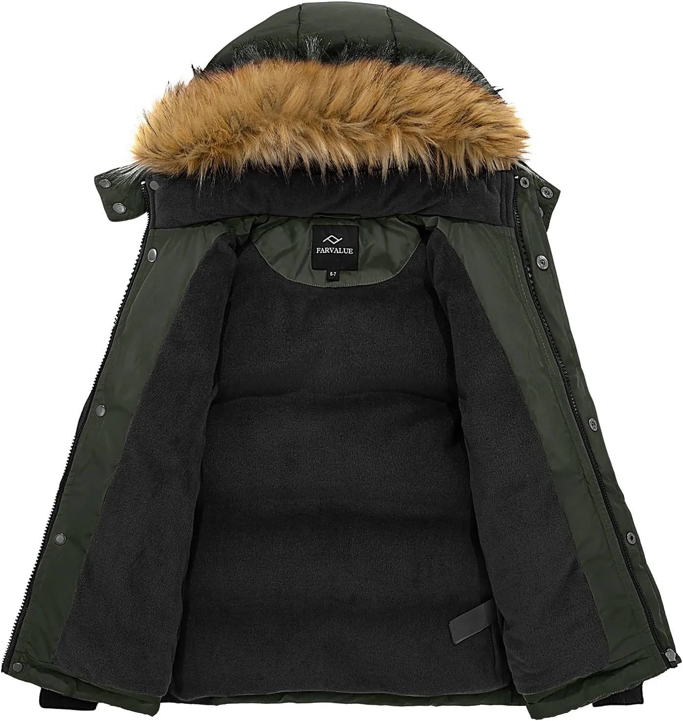 FARVALUE Boys Water Resistant Winter Coat Warm Quilted Puffer Jacket Hooded Parka Thicken Down Jacket for Boys