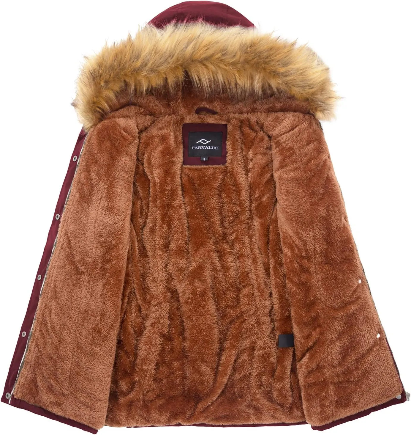 FARVALUE Womens Water-repellent Winter Coat Thicken Puffer Jacket Warm FLeece Lined Parka with Fur Hood