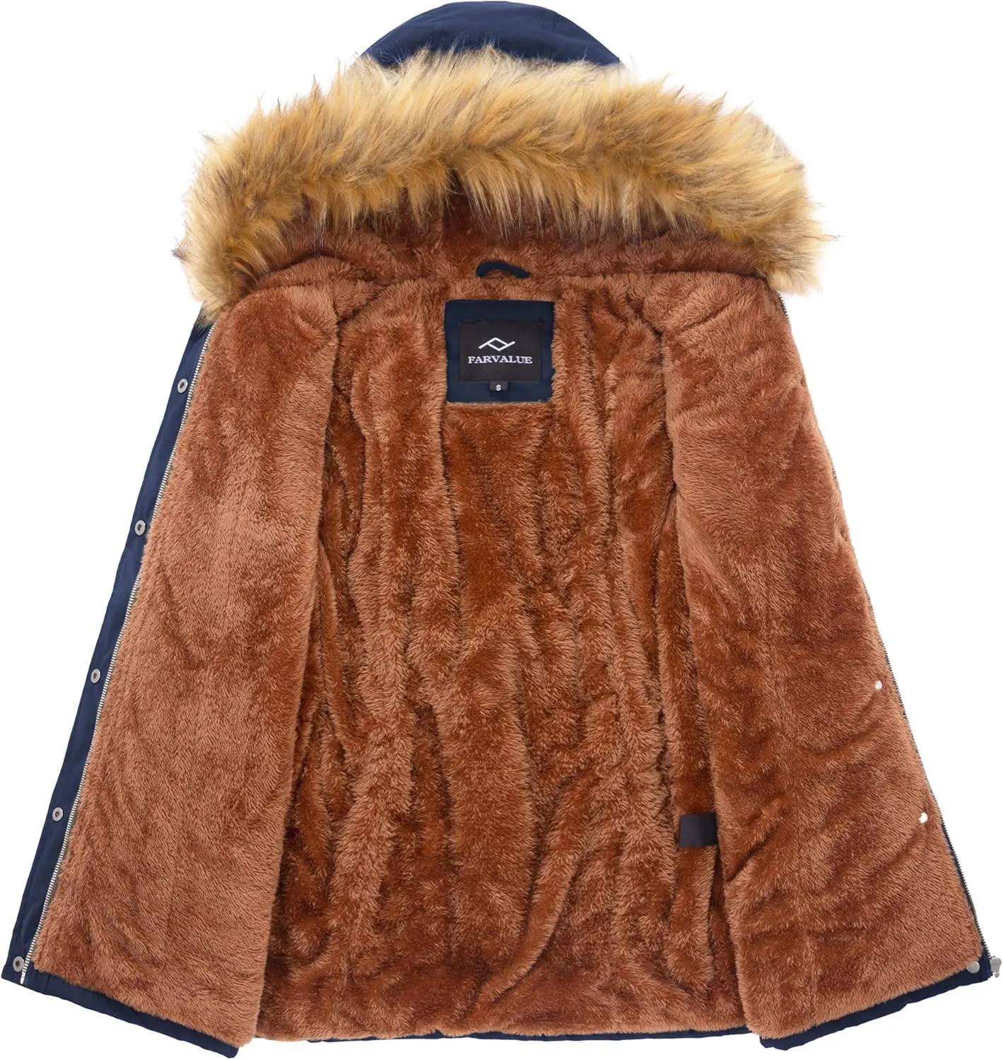 FARVALUE Womens Water-repellent Winter Coat Thicken Puffer Jacket Warm FLeece Lined Parka with Fur Hood