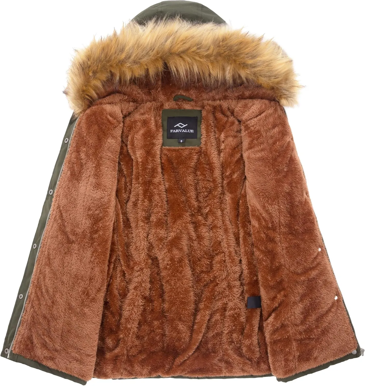 FARVALUE Womens Water-repellent Winter Coat Thicken Puffer Jacket Warm FLeece Lined Parka with Fur Hood