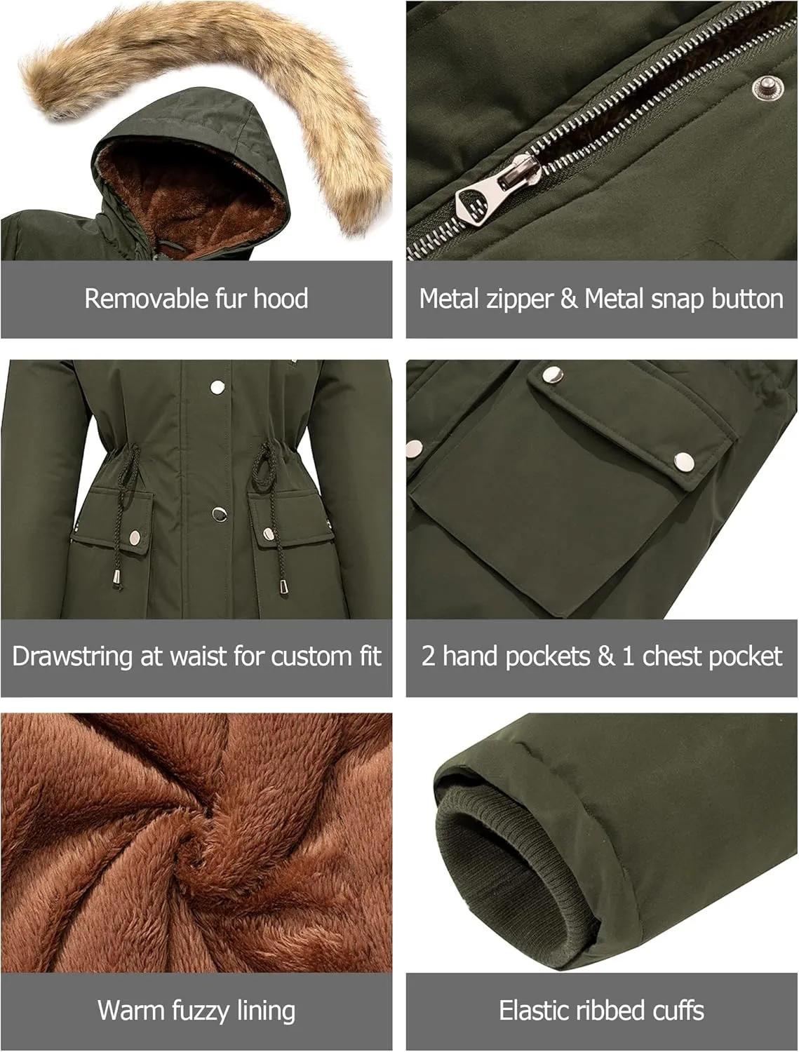 FARVALUE Womens Water-repellent Winter Coat Thicken Puffer Jacket Warm FLeece Lined Parka with Fur Hood