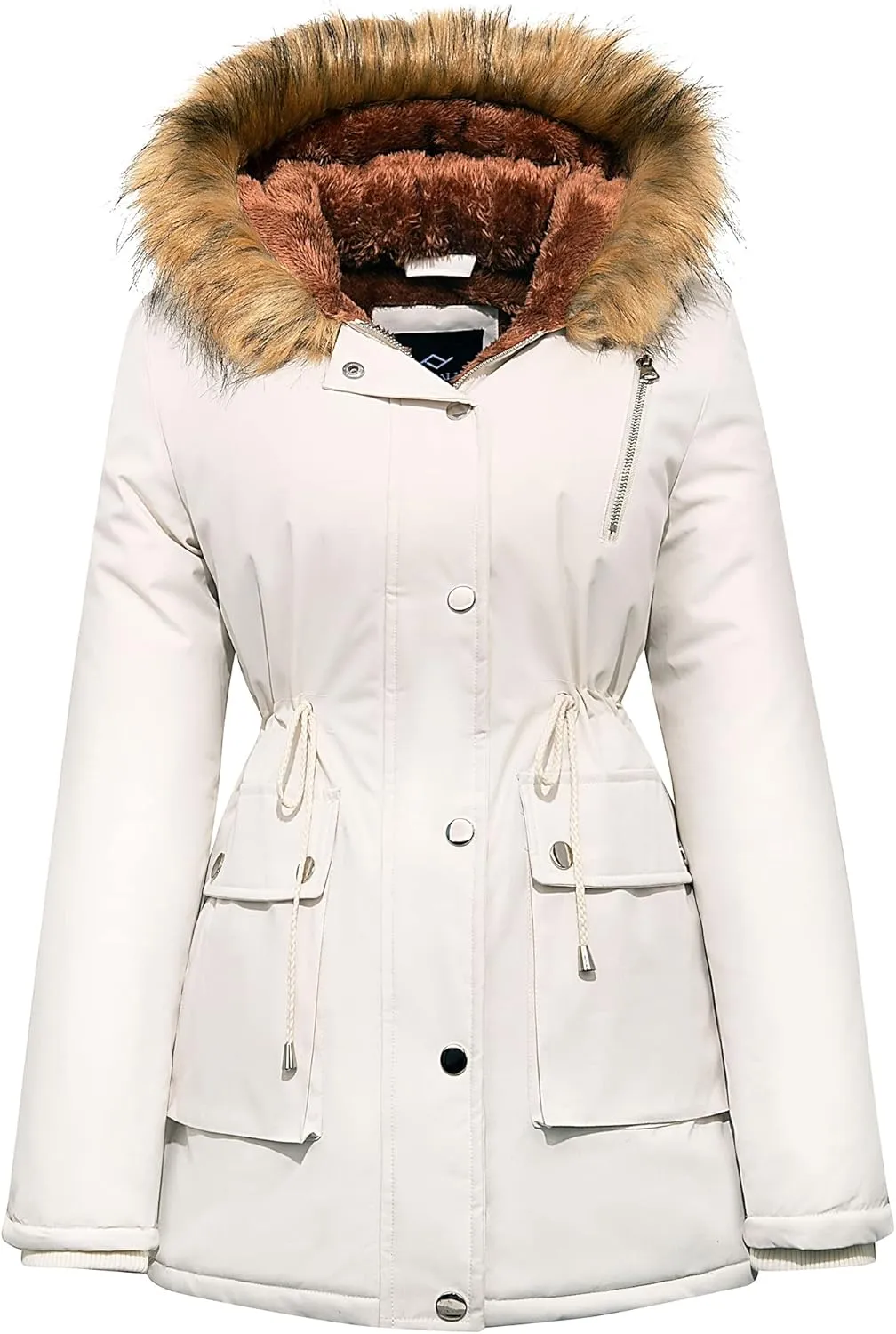 FARVALUE Womens Water-repellent Winter Coat Thicken Puffer Jacket Warm FLeece Lined Parka with Fur Hood