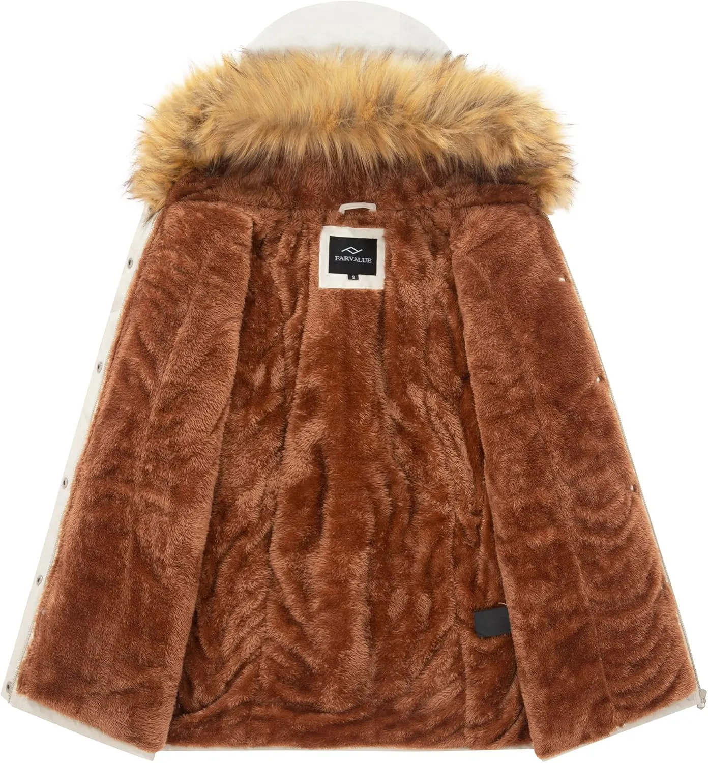 FARVALUE Womens Water-repellent Winter Coat Thicken Puffer Jacket Warm FLeece Lined Parka with Fur Hood