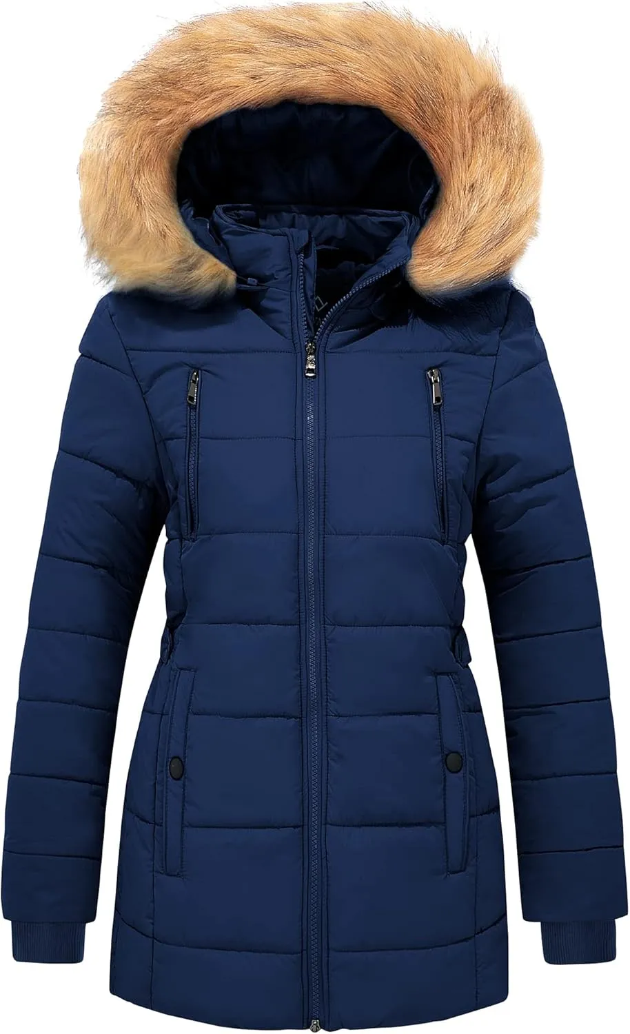 FARVALUE Womens Water Resistant Winter Coat Thicken Puffer Jacket Warm Quilted Parka Padded Windbreaker with Removable Hood