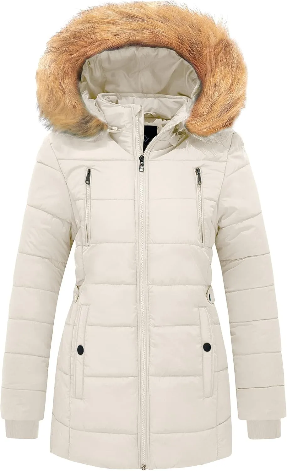 FARVALUE Womens Water Resistant Winter Coat Thicken Puffer Jacket Warm Quilted Parka Padded Windbreaker with Removable Hood