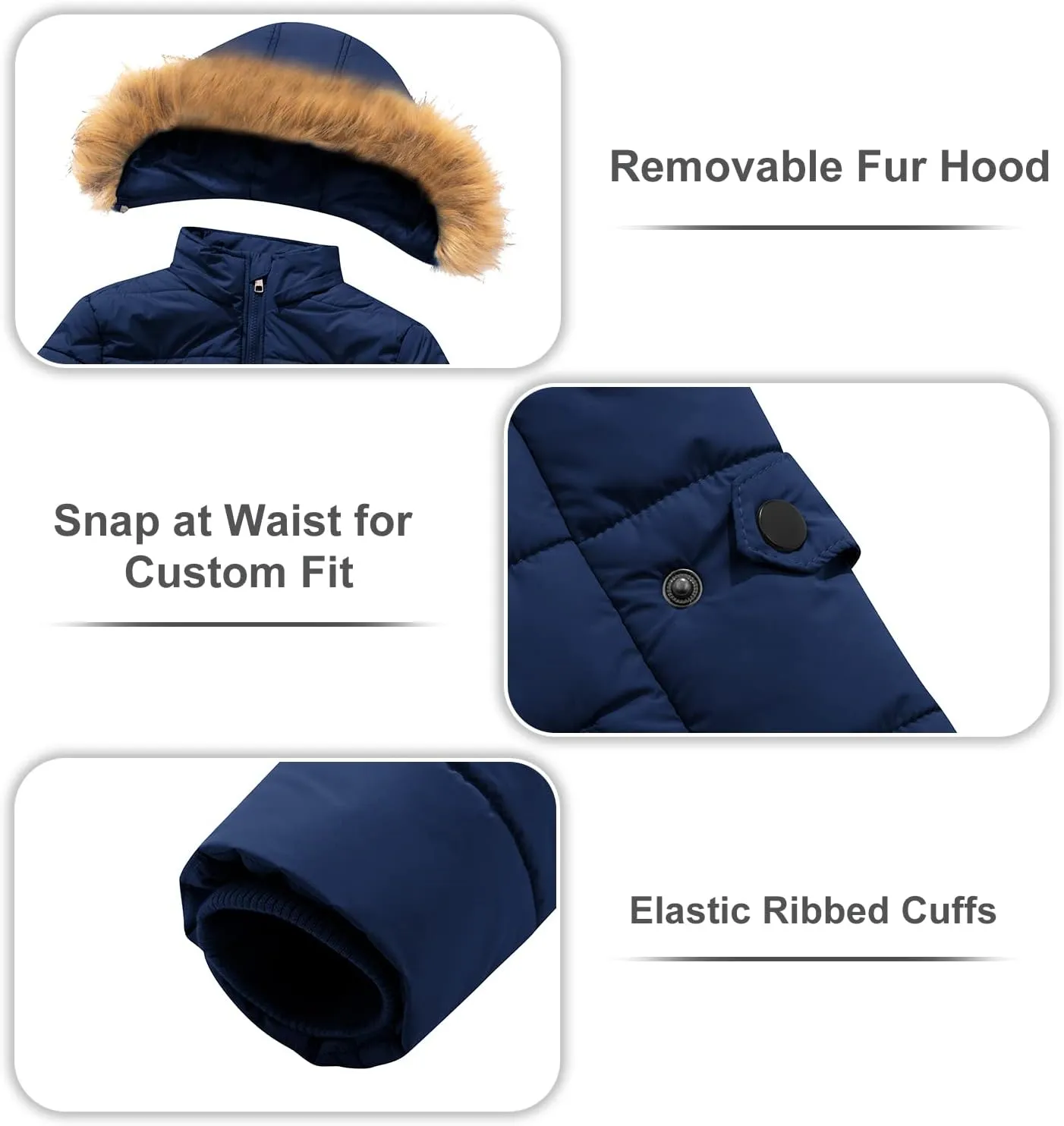 FARVALUE Womens Water Resistant Winter Coat Thicken Puffer Jacket Warm Quilted Parka Padded Windbreaker with Removable Hood