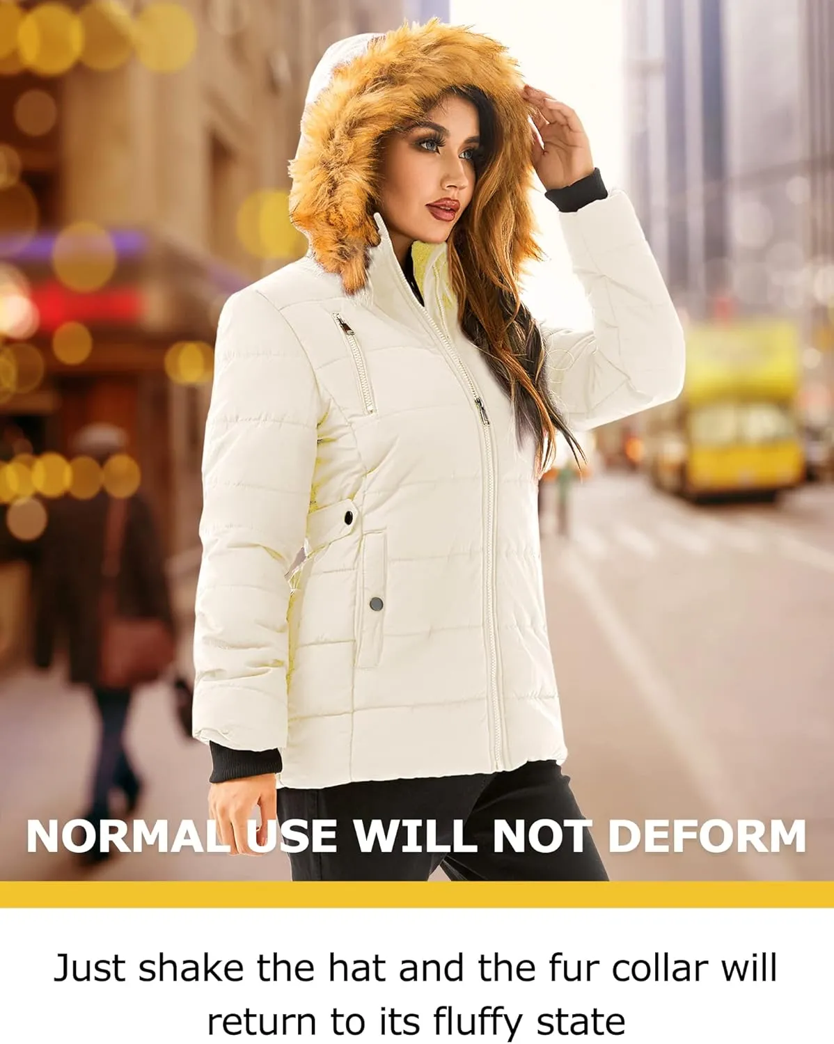 FARVALUE Womens Water Resistant Winter Coat Thicken Puffer Jacket Warm Quilted Parka Padded Windbreaker with Removable Hood