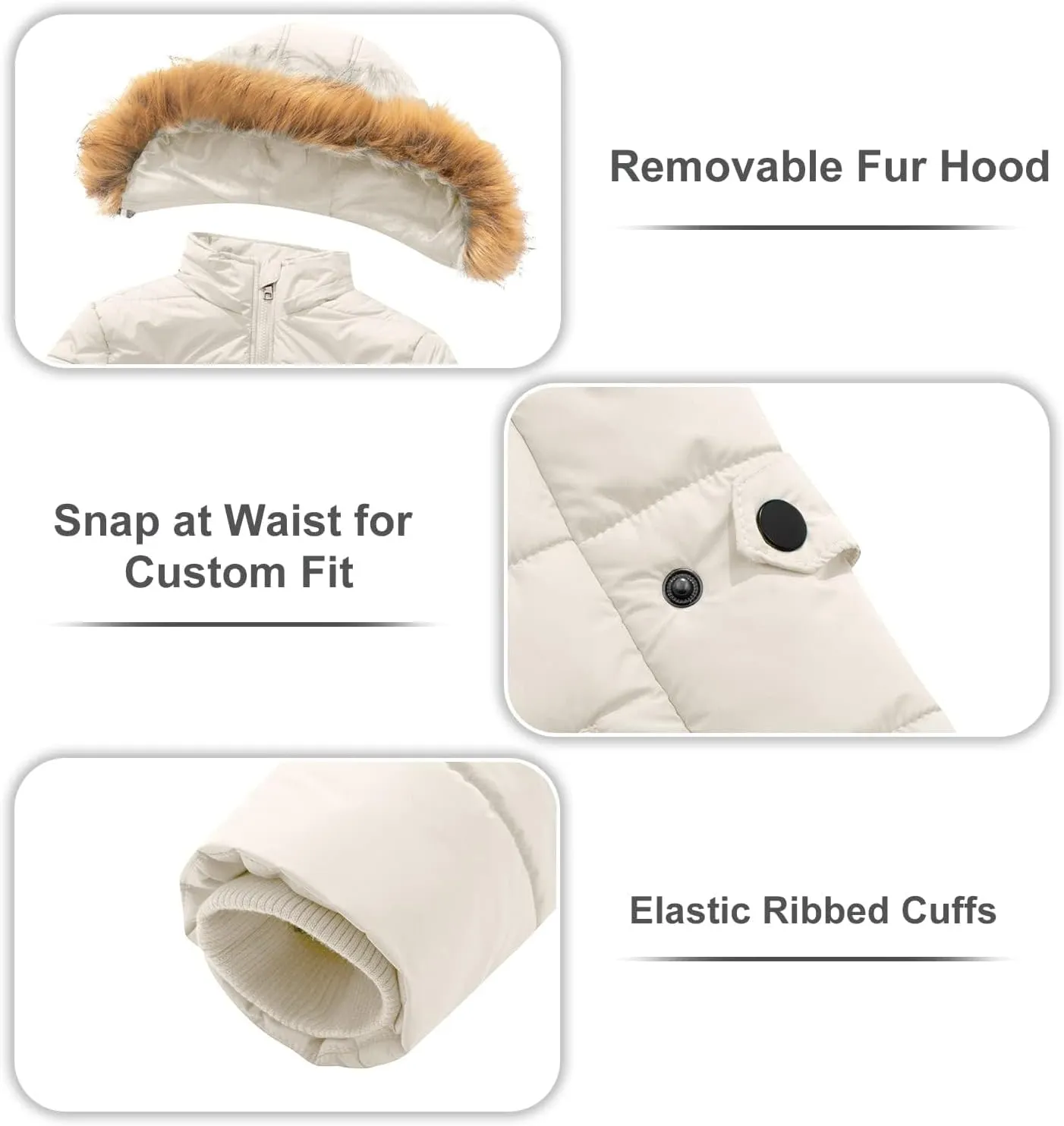 FARVALUE Womens Water Resistant Winter Coat Thicken Puffer Jacket Warm Quilted Parka Padded Windbreaker with Removable Hood