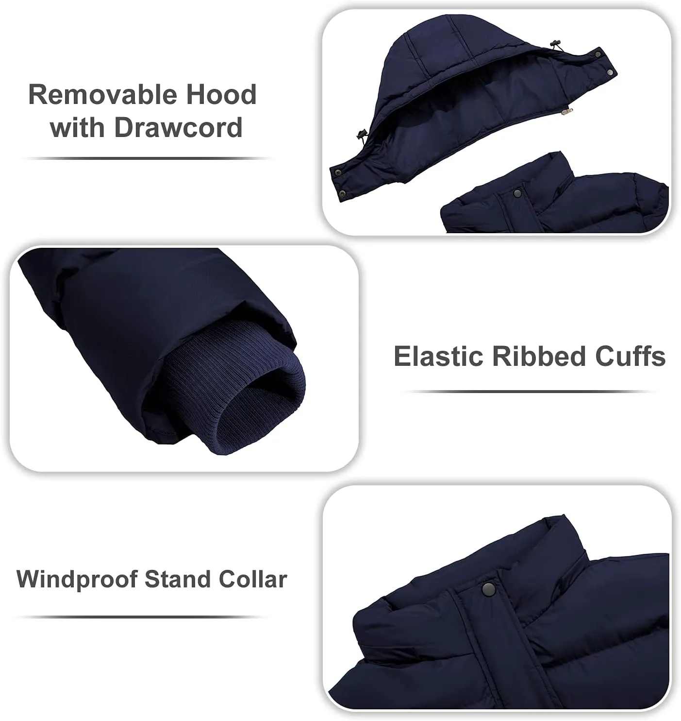 FARVALUE Women's Winter Coat Thicken Puffer Jacket Warm Bubble Coat with Removable Hood
