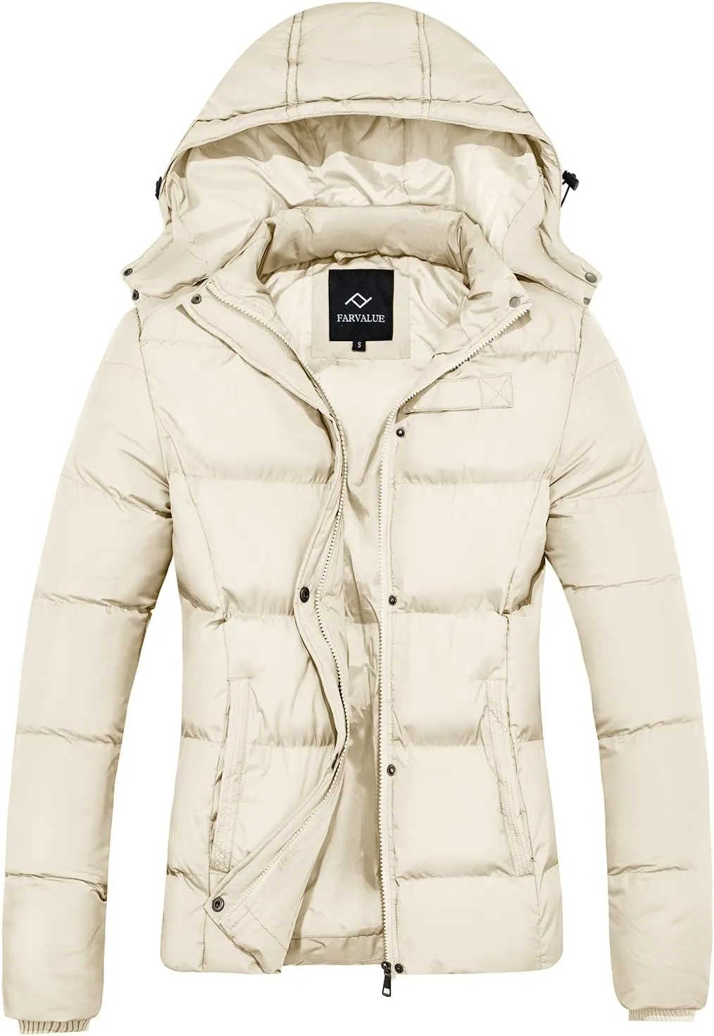 FARVALUE Women's Winter Coat Thicken Puffer Jacket Warm Bubble Coat with Removable Hood