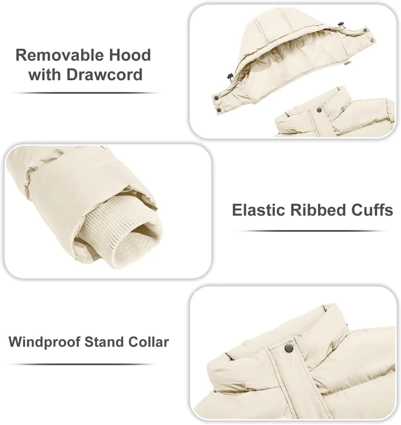 FARVALUE Women's Winter Coat Thicken Puffer Jacket Warm Bubble Coat with Removable Hood