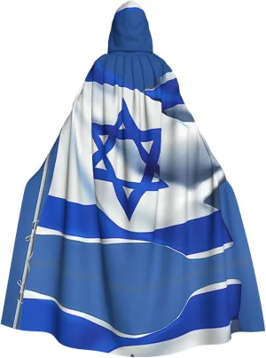 Flag of Israel Hooded Cloak - Extra Large Men's and Women's Hooded Cloak -cHalloween Cloak - Cosplay Costume