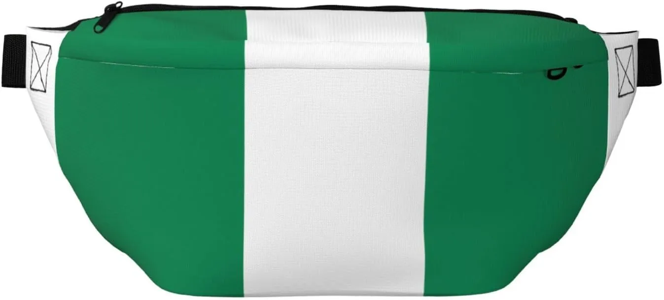 Flag Of Nigeria Stylish Crossbody Waist Pack - Versatile And Compact Travel Pouch For Hands-Free Storage, Black, PBYB-12185A