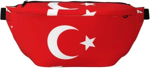 Flag Of Turkey Stylish Crossbody Waist Pack - Versatile And Compact Travel Pouch For Hands-Free Storage, Black, PBYB-12185A