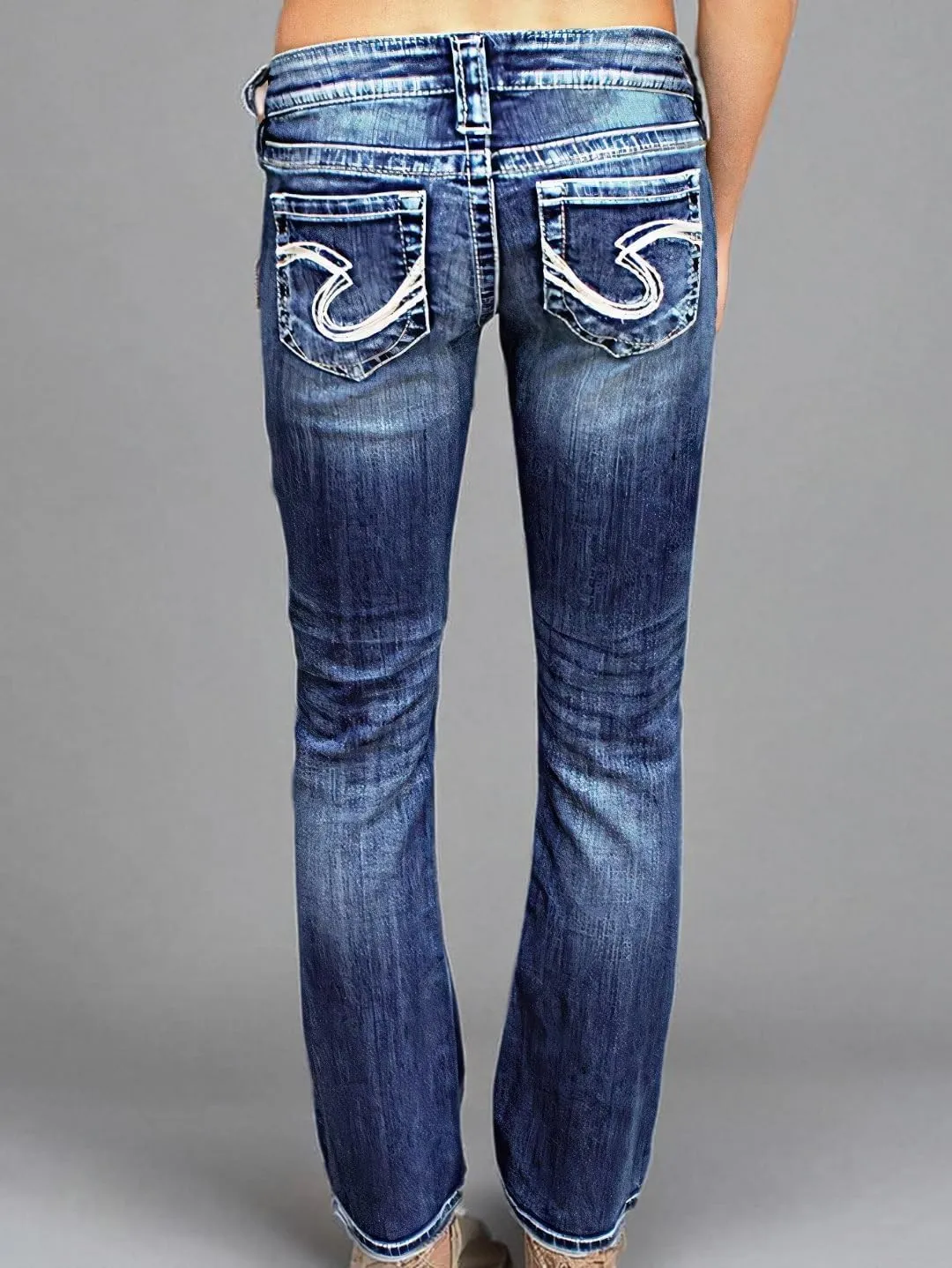Flamingals Low Rise Jeans for Women Stretchy Skinny Straight Leg Bootcut Jeans Denim Pants