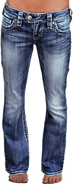 Flamingals Low Rise Jeans for Women Stretchy Skinny Straight Leg Bootcut Jeans Denim Pants