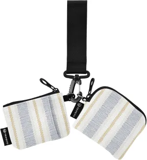 French Rustic Stripe Weave Style Wristlet Wallets for Women, Mini Coin Purse Portable Keychain Wallets for Women