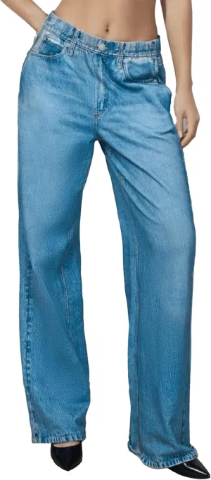 French Terry Sweatpant Jeans Denim Sweat Pants Look Like Jeans Baggy Wide Leg Stretch Pants Jeggings for Women Trendy